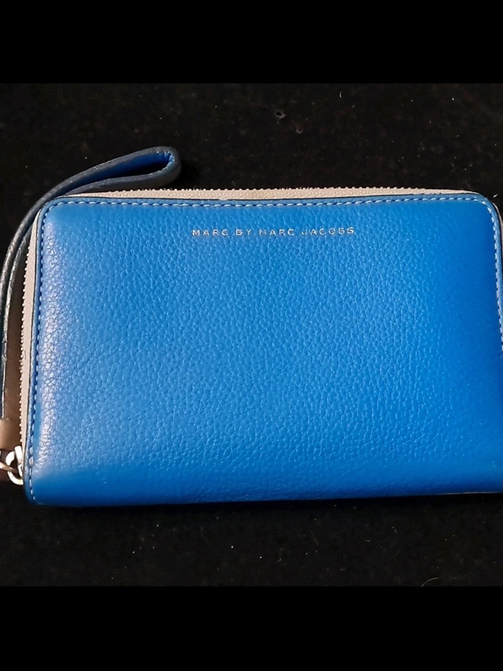 Marc By Marc Jacobs two tone Bright Blue Pebbled Leather Wristlet Wallet